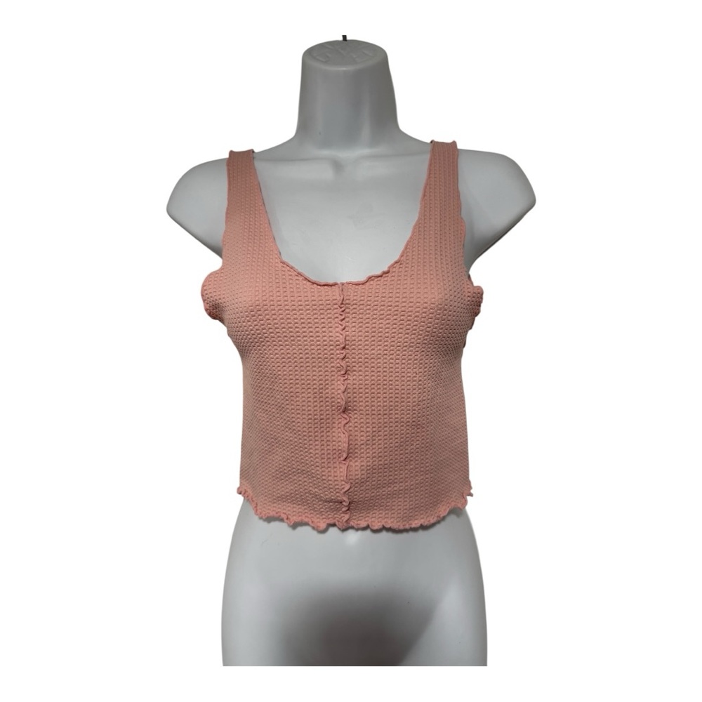 Pink Ribbed Crop Tank Top